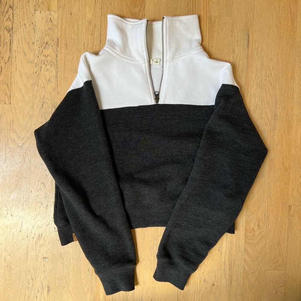 Tentree Blocked Quarter 1/4 Zip Fleece Black White
